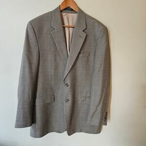 Vintage Lauren Ralph Lauren Men's Silk-Wool Blazer, Size 42L Houndstooth